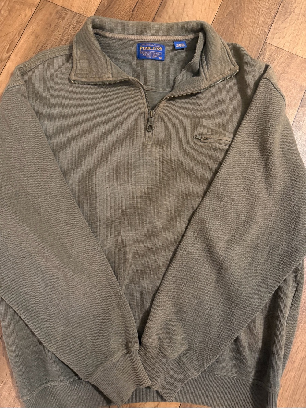Pendleton Men's Olive Green Half-Zip Pullover Sweater